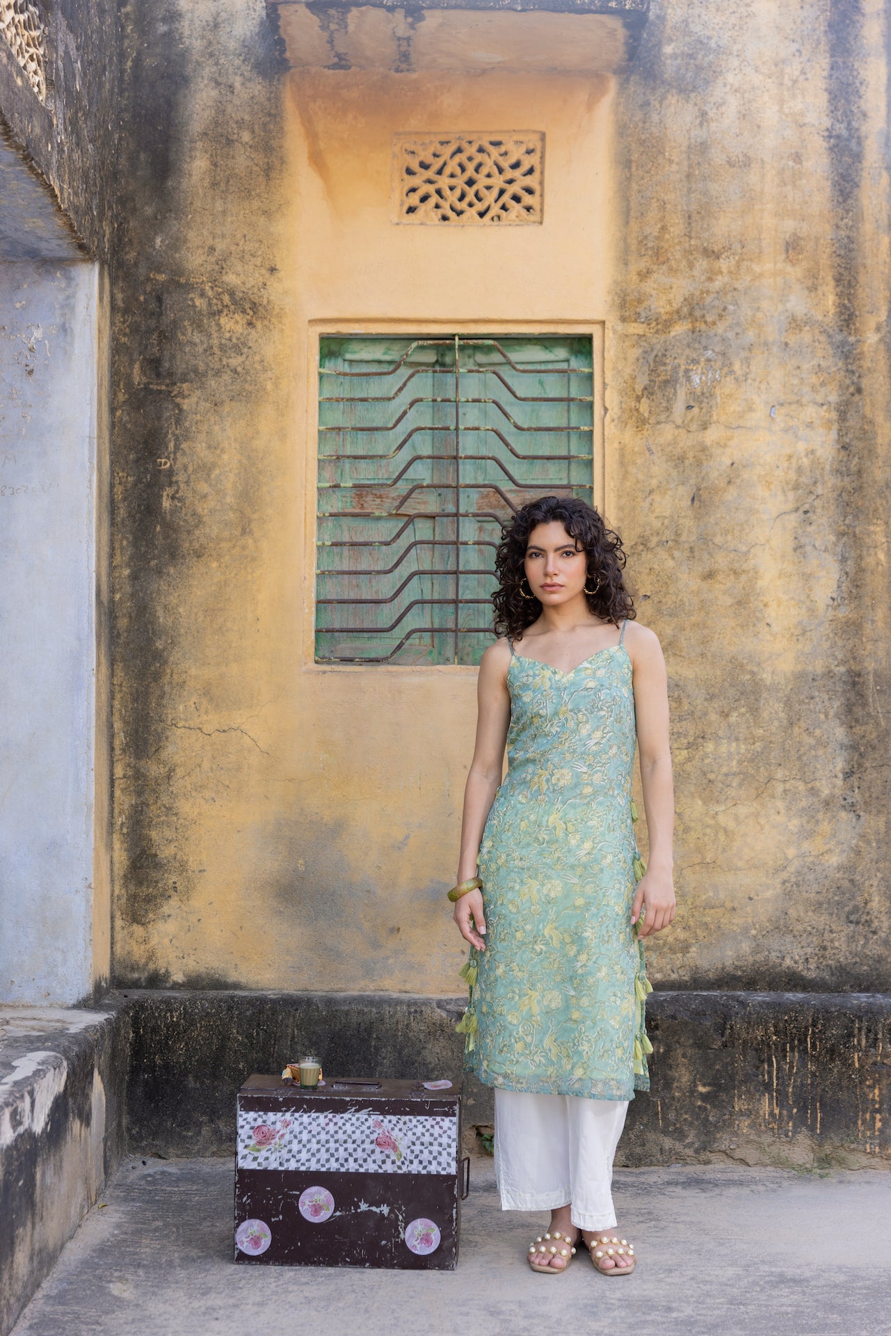 SUDHAYA SAGE CHANDERI KURTA SET