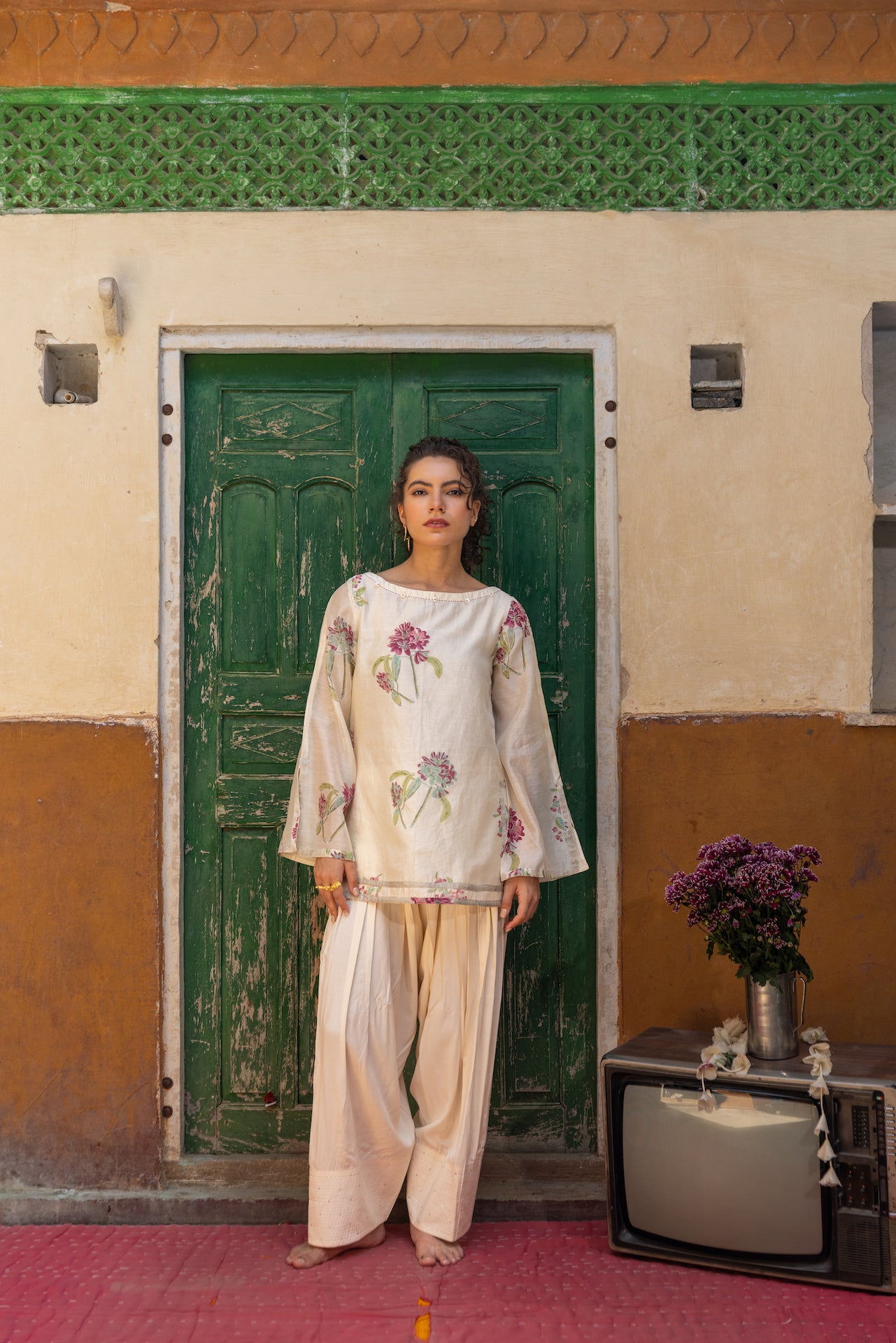 IRA CHANDERI KURTA SET