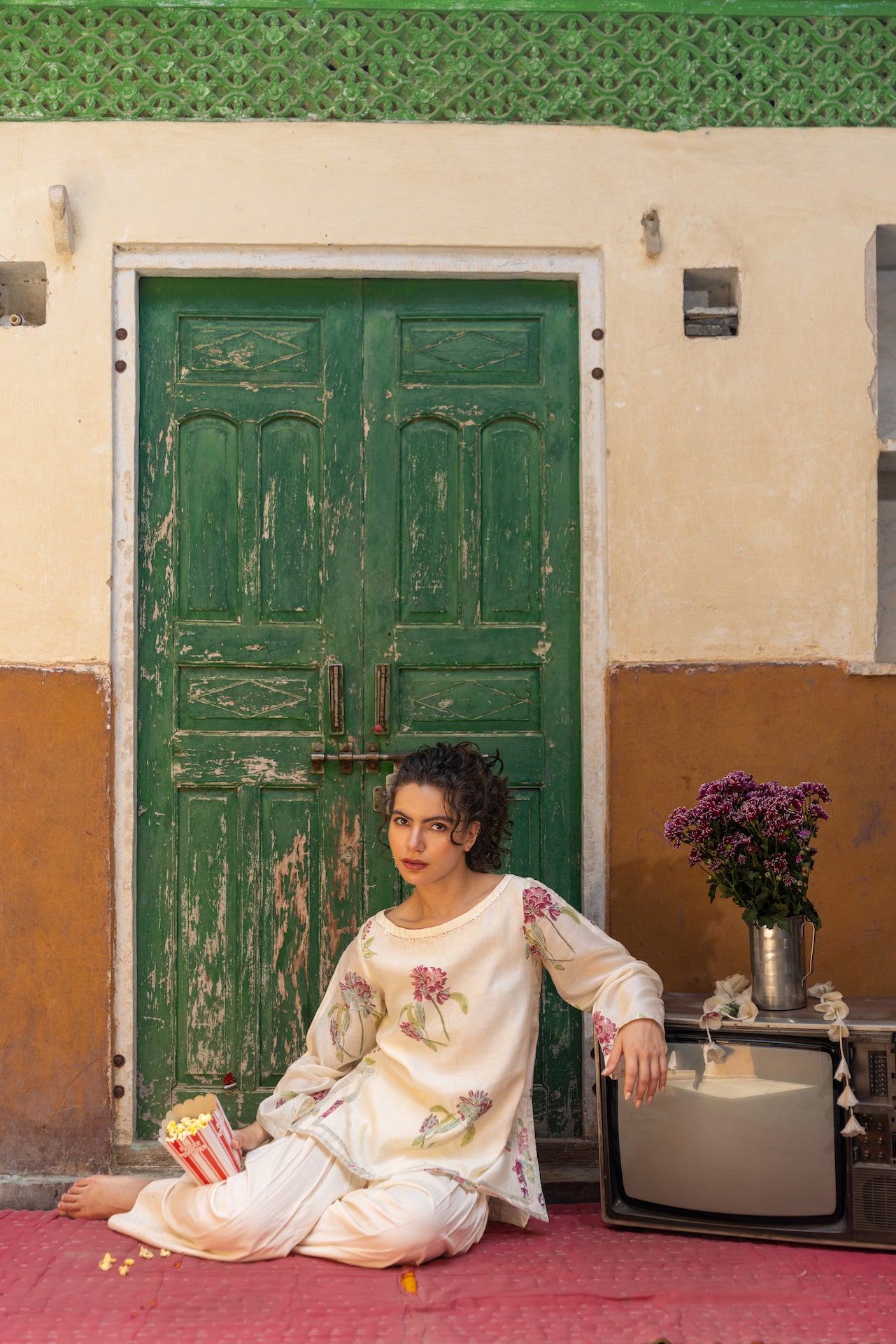 IRA CHANDERI KURTA SET