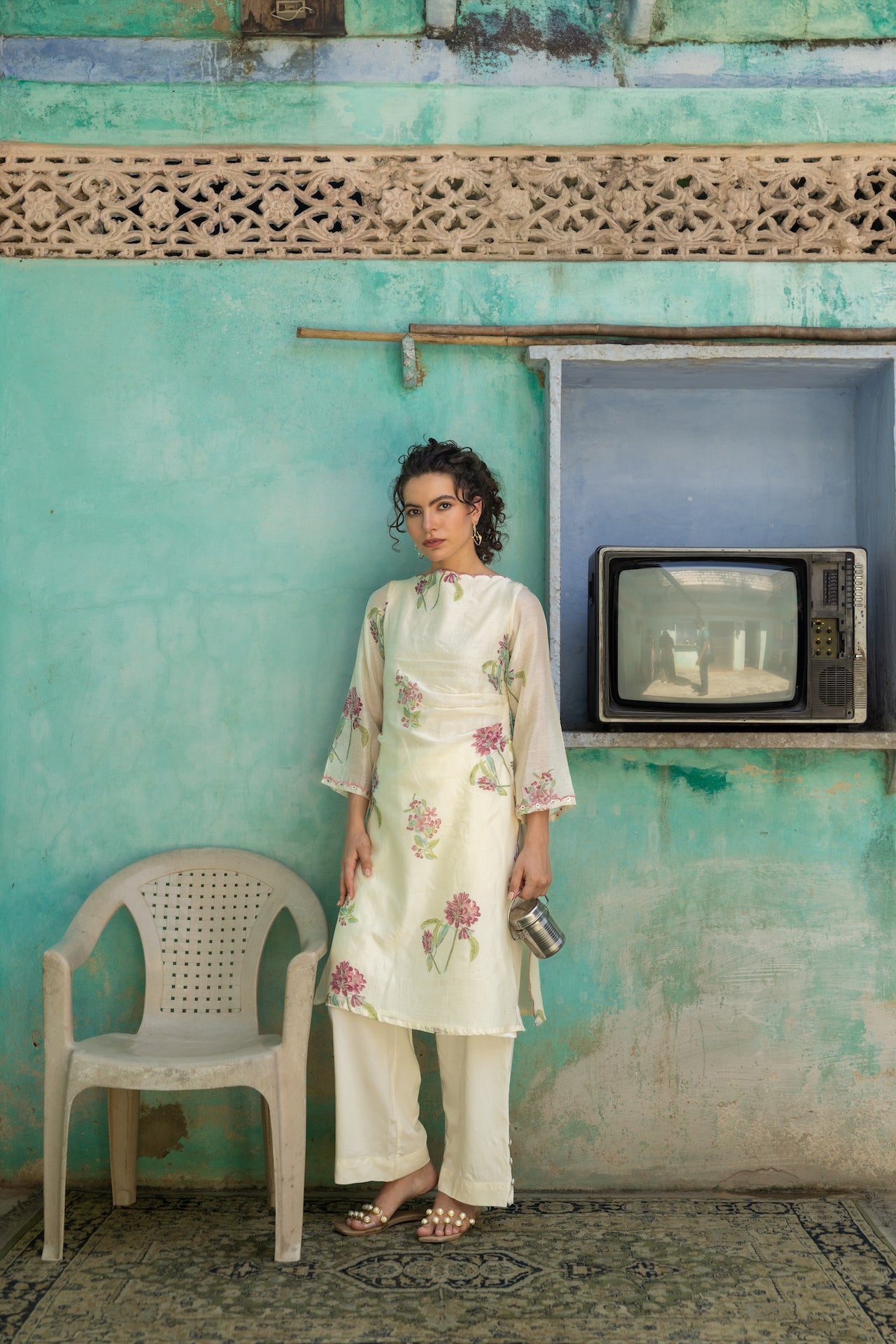 ZINNIA CHANDERI KURTA SET