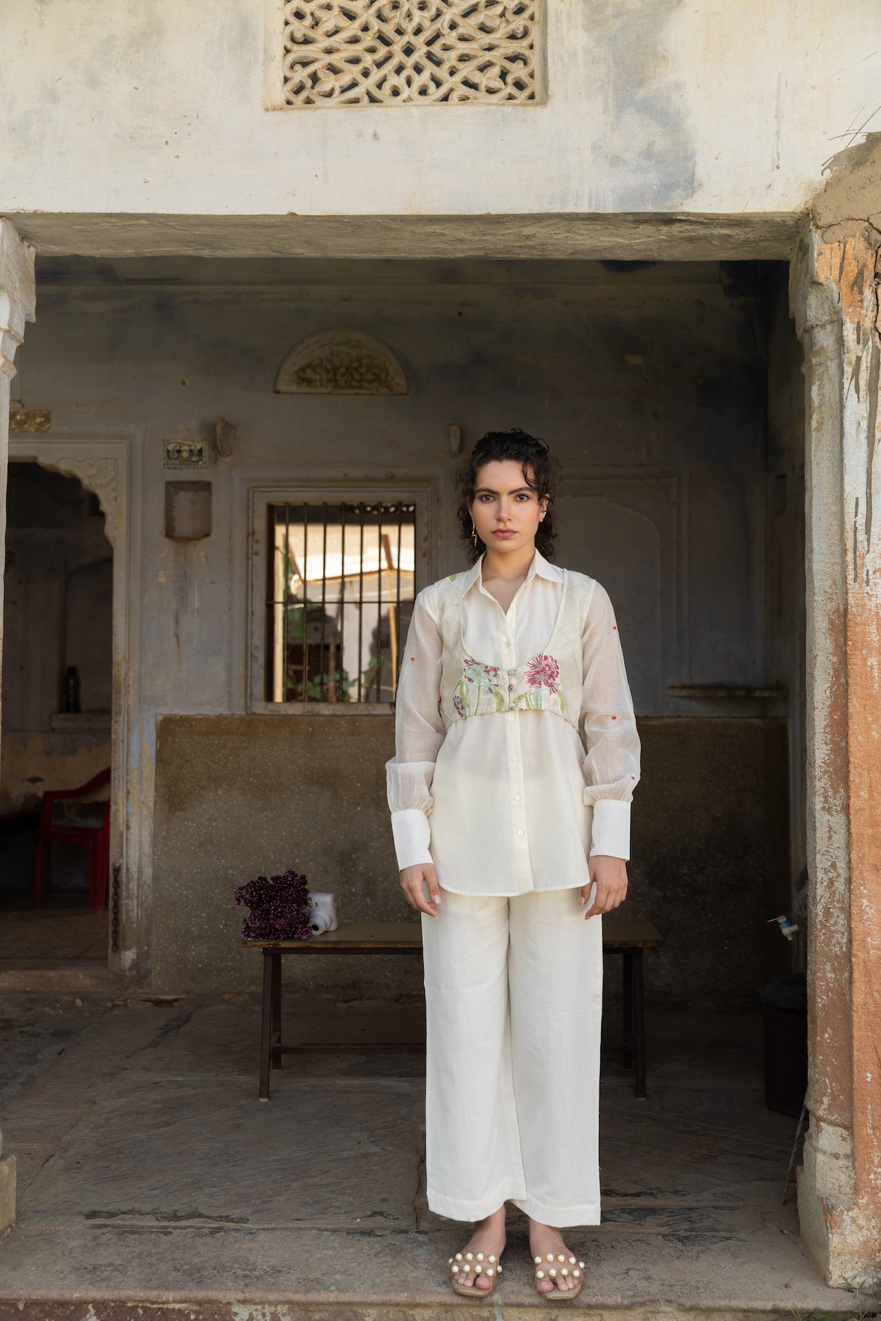 AMALA CHERRY BLOSSOM CHANDERI SHIRT