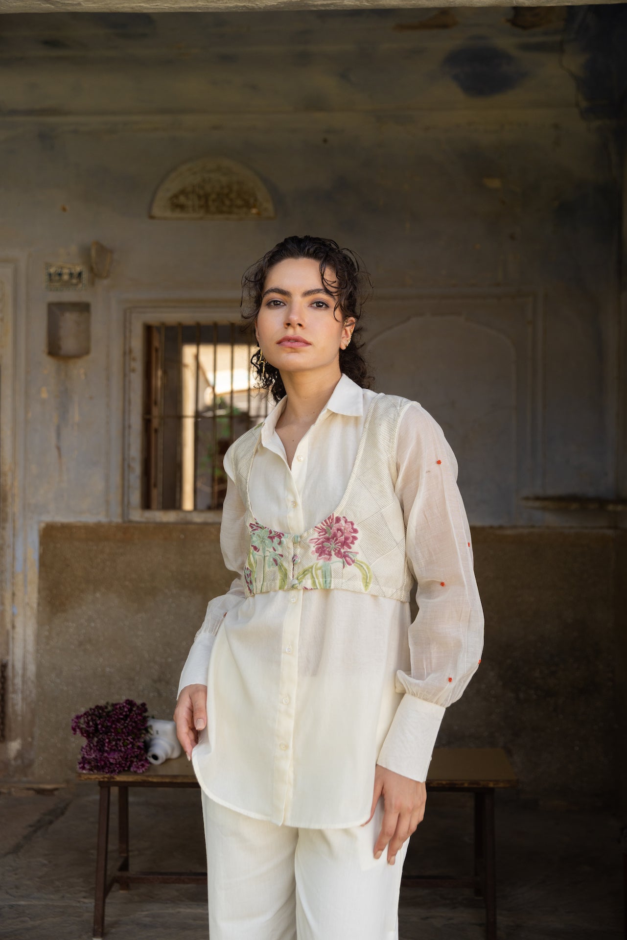 AMALA CHERRY BLOSSOM CHANDERI SHIRT