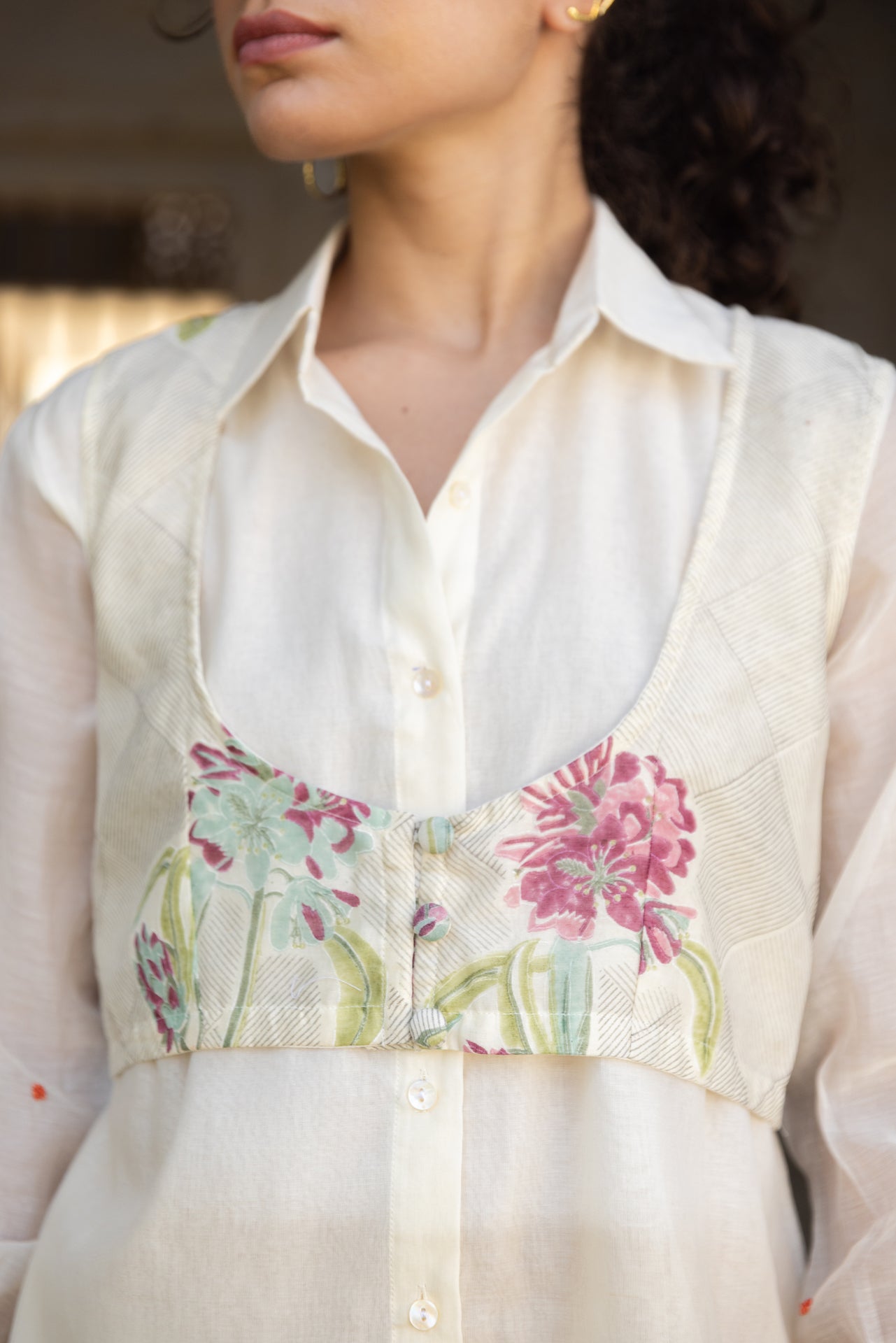 AMALA CHERRY BLOSSOM CHANDERI SHIRT