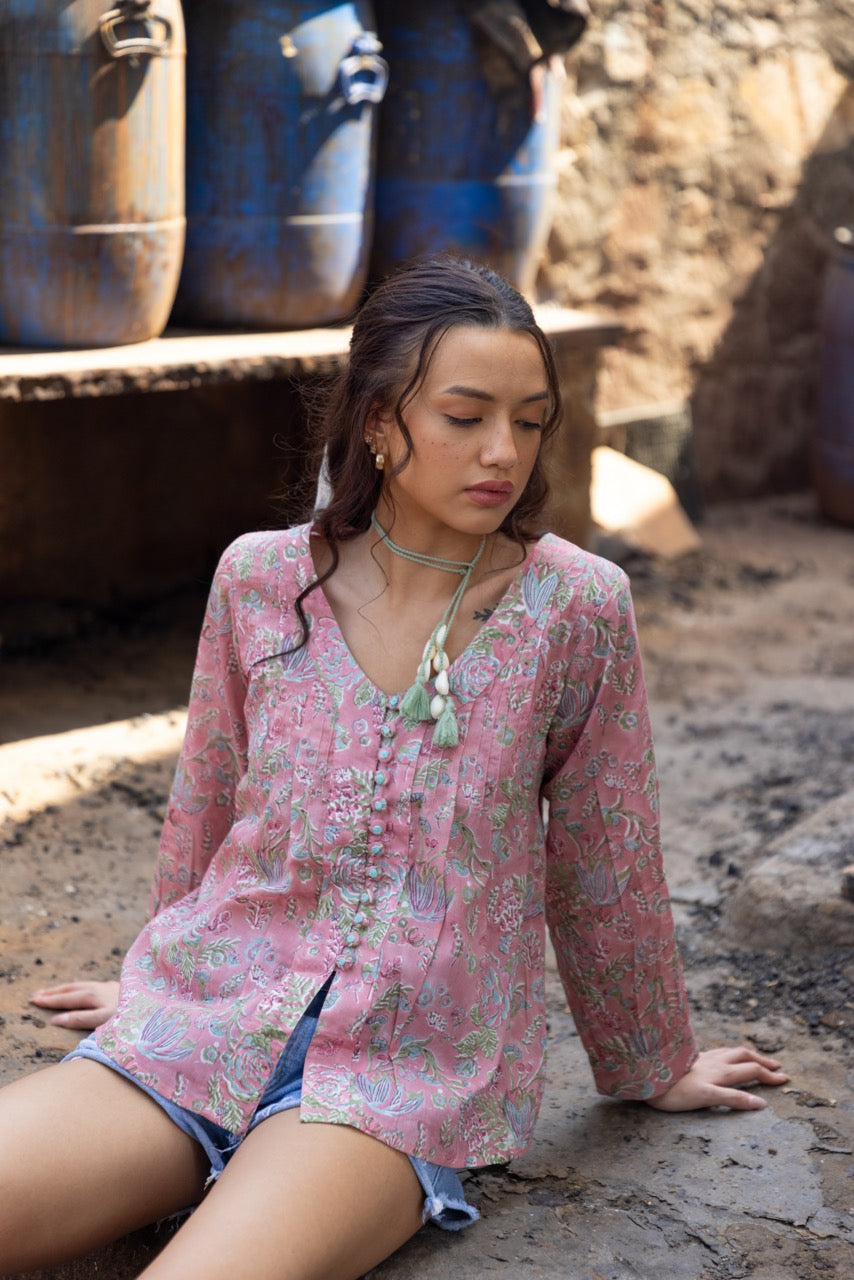 SARA BLUSH COTTON TOP