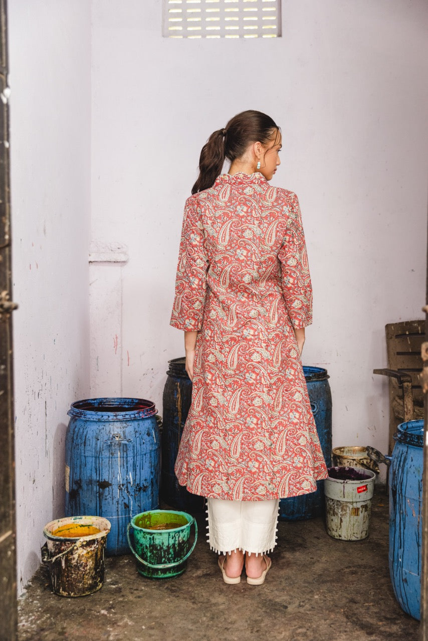 IRYA BURGUNDY COTTON KURTA SET