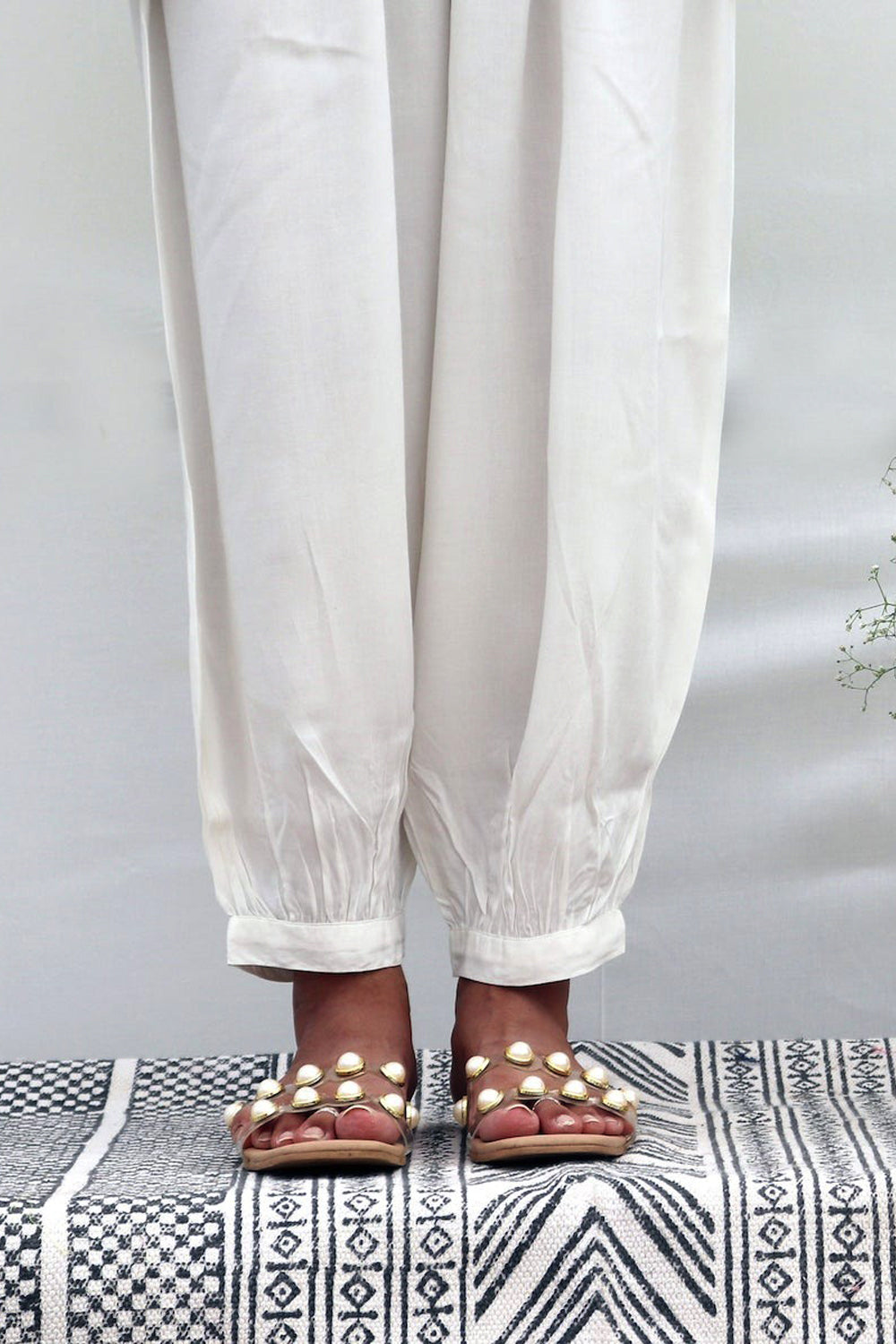 WHITE MODAL AFGHANI PANTS