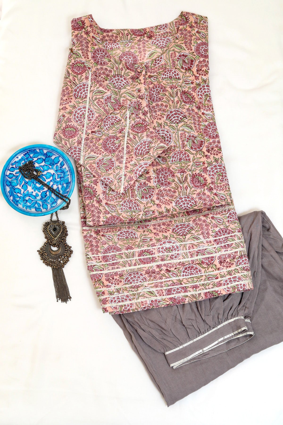 POWDER BLUSH PEACH SHORT KURTI