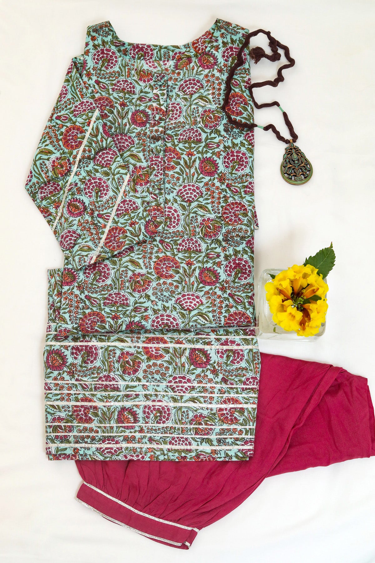 BISCAY GREEN SHORT KURTI