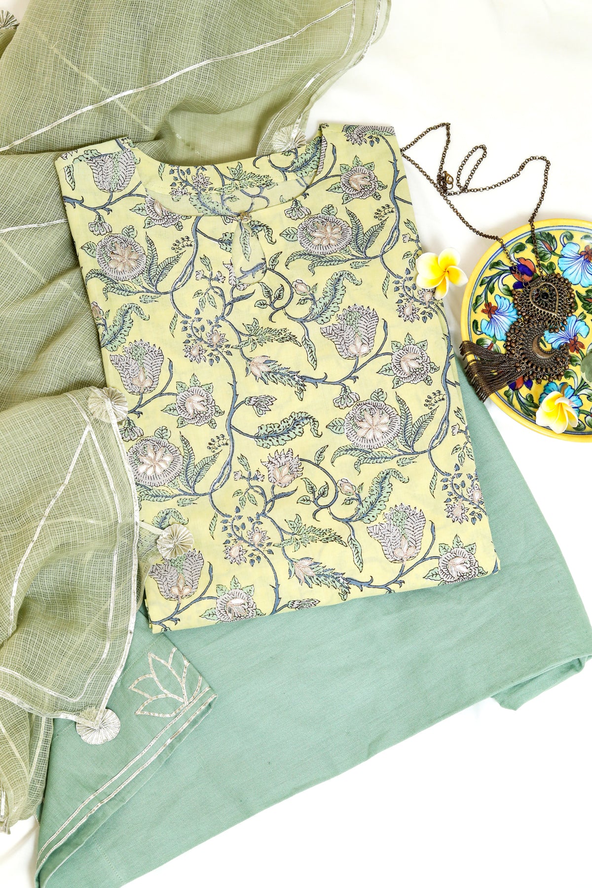 MADHUMATI GOTA PATTI KURTA- GREEN