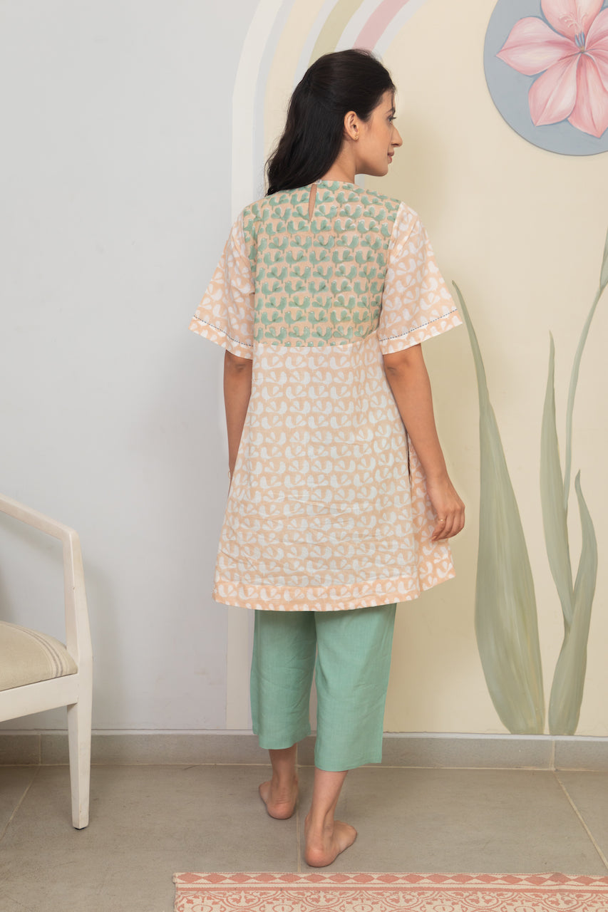 PEACH DOVE KURTA SET