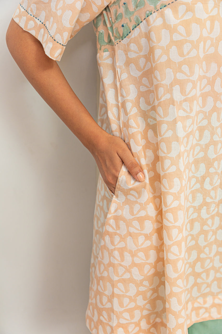 PEACH DOVE KURTA SET