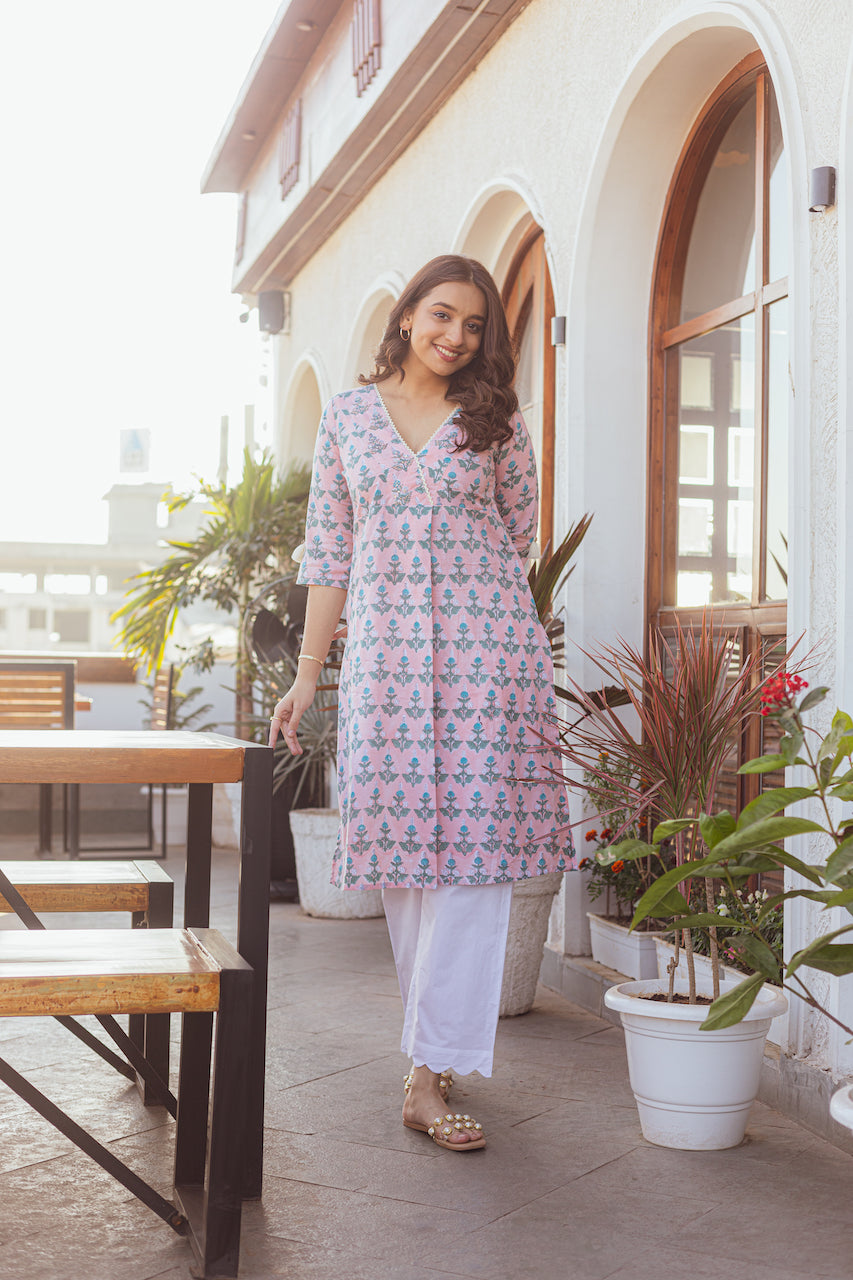 ORDINARE PEACH KURTA SET