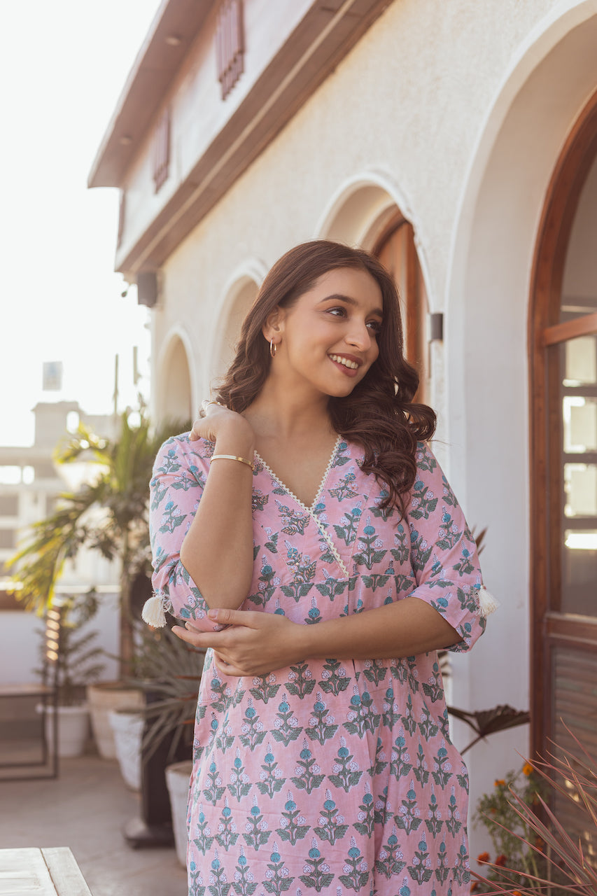 ORDINARE PEACH KURTA SET