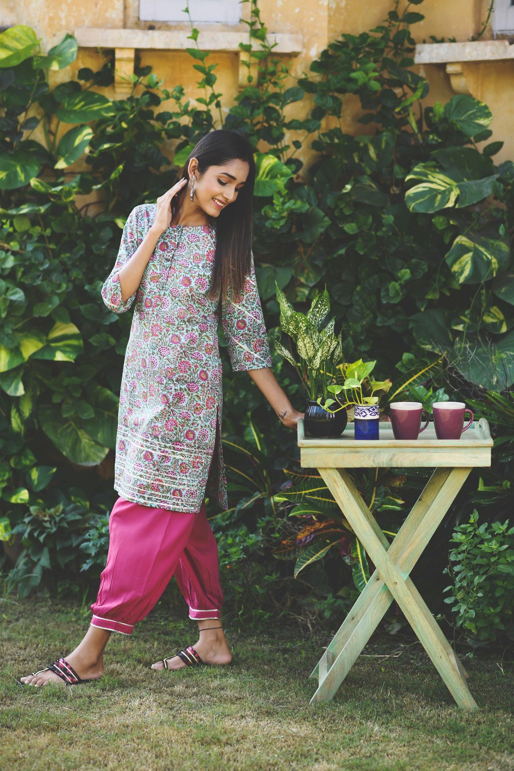 BISCAY GREEN SHORT KURTI