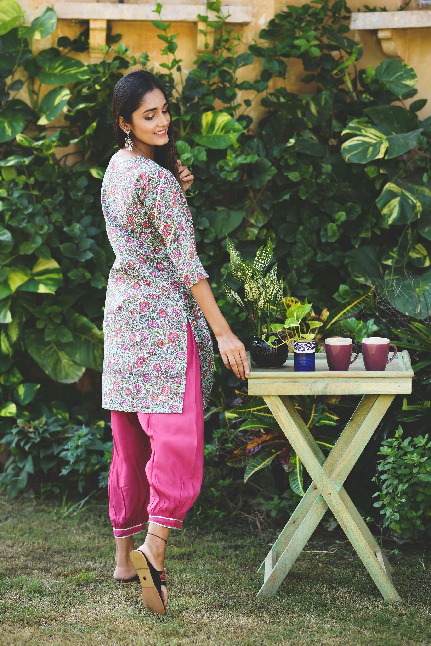 BISCAY GREEN SHORT KURTI