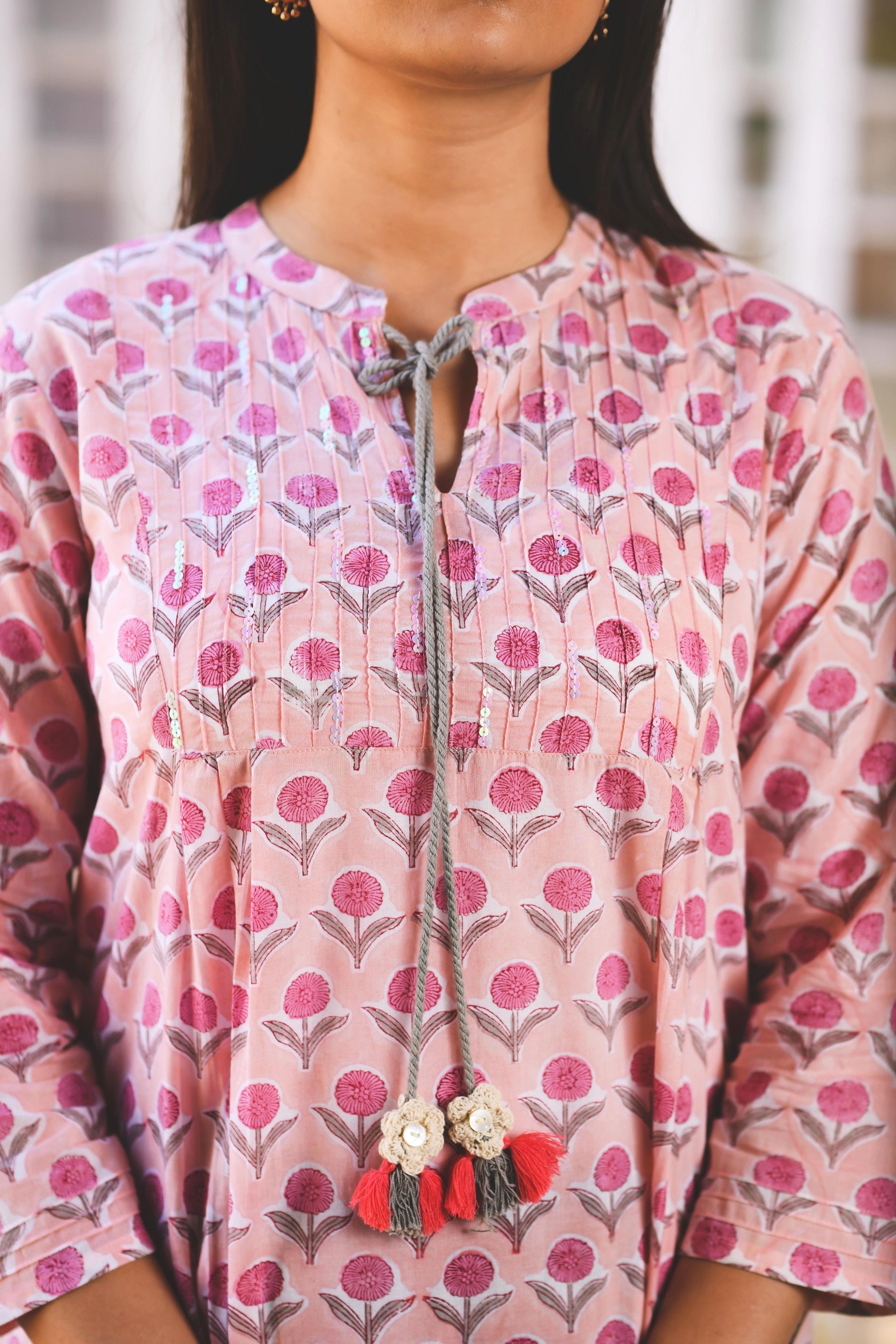 TENDER PEACH HAND SEQUINED KURTA