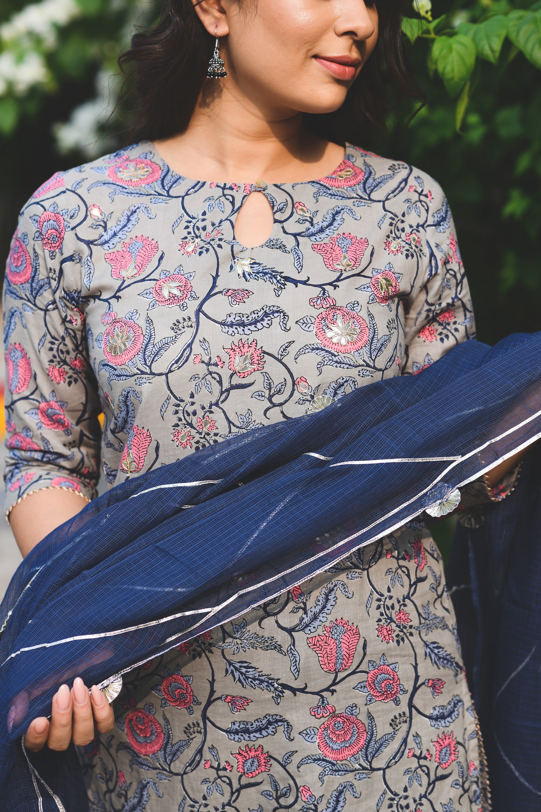 MADHUMATI GOTA PATTI KURTA- GREY