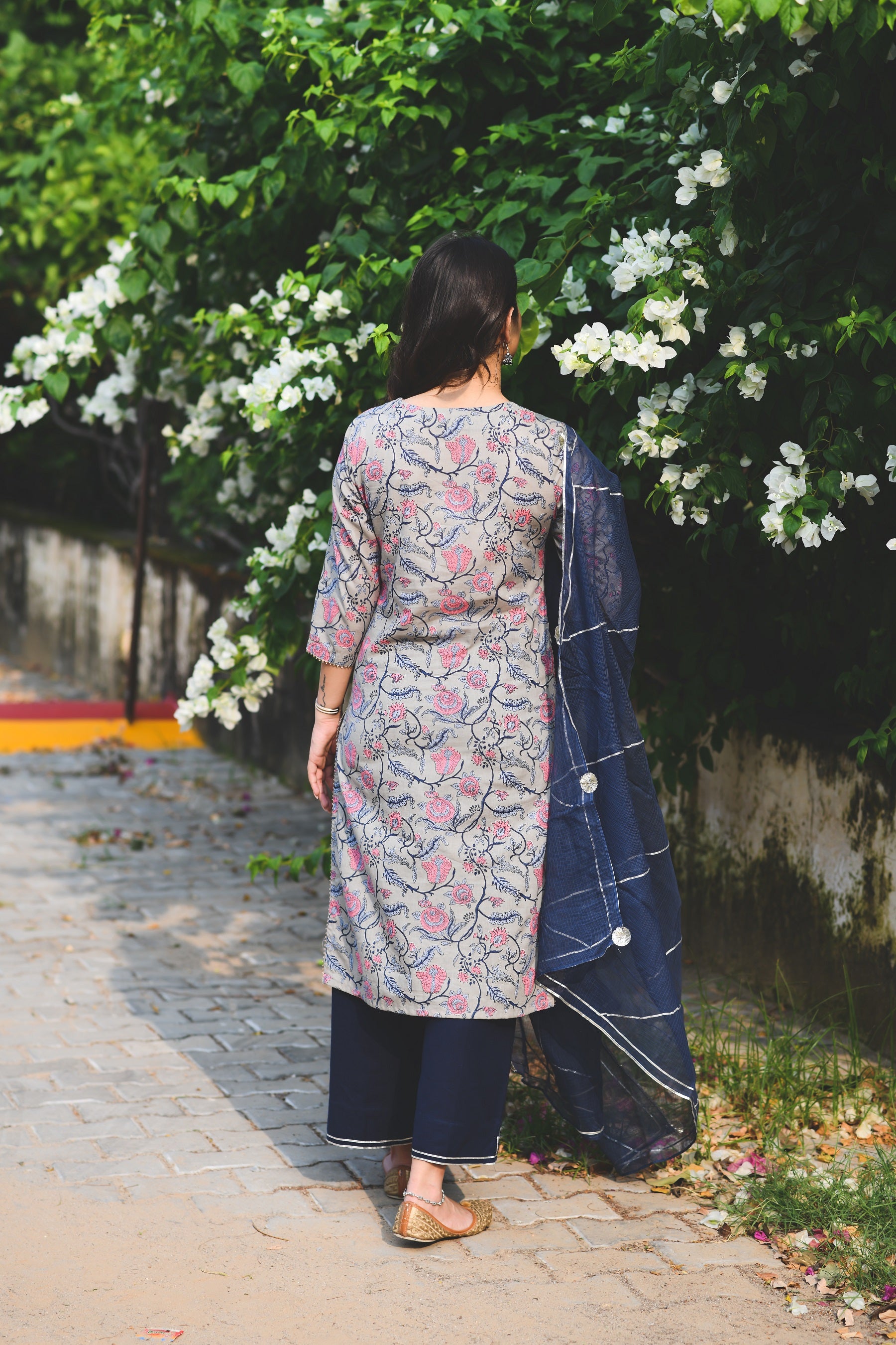 MADHUMATI GOTA PATTI KURTA- GREY