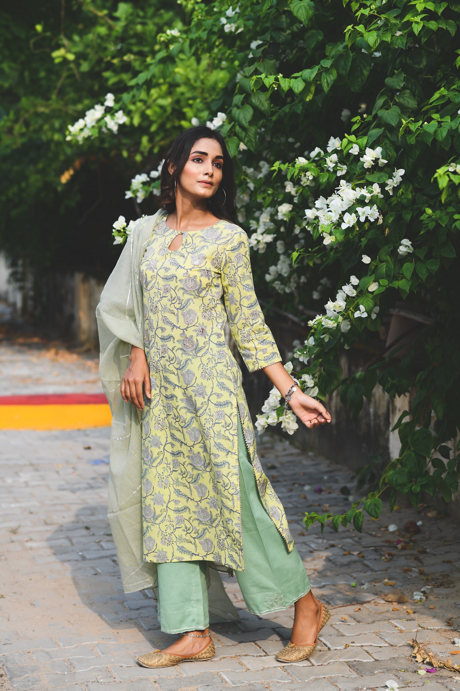 LIGHT LIME GOTA PATTI KURTA