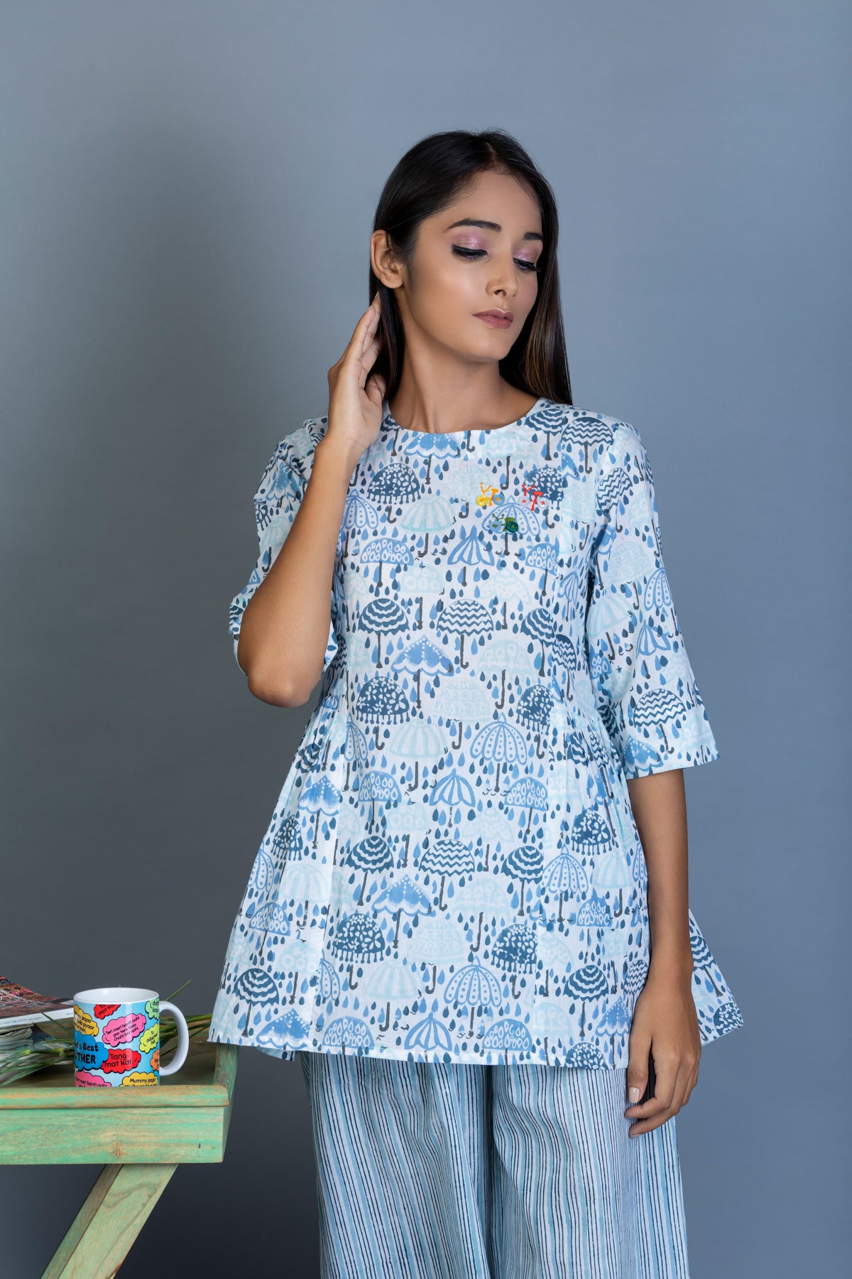 BLUE  TINY UMBRELLA  EASY BREEZY SET